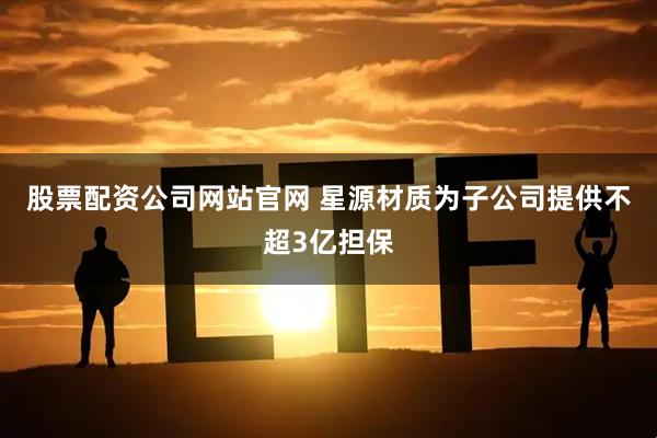 股票配资公司网站官网 星源材质为子公司提供不超3亿担保